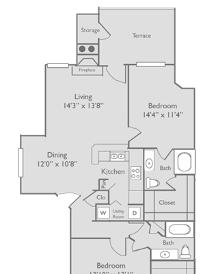 Apartments for Rent in Dallas, Texas Two bedroom, two bath with dining room and private patio